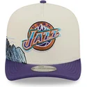 beige-violette-snapback-kappe-9fifty-a-frame-precurved-hardwood-classics-der-utah-jazz-nba-von-new-era