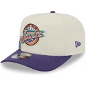 new-era-curved-brim-9fifty-a-frame-precurved-hardwood-classics-utah-jazz-nba-beige-and-purple-snapback-cap