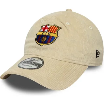 New Era Curved Brim FC Barcelona LALIGA 9TWENTY Cord Beige Adjustable Cap