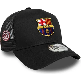 Schwarze FC Barcelona LALIGA A Frame Patch Trucker Cap von New Era
