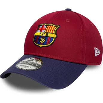 Rote und blaue verstellbare Curved Cap von FC Barcelona LALIGA 9FORTY Contrast von New Era