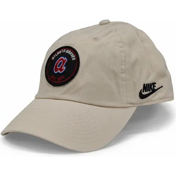 Gorra curva beige ajustable Club Unstructured Organic Cotton de Atlanta Braves MLB de Nike