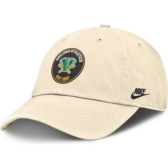 Cap zaoblená beige adjustable strap Club Unstructured Organic Cotton Oakland Athletics MLB Nike