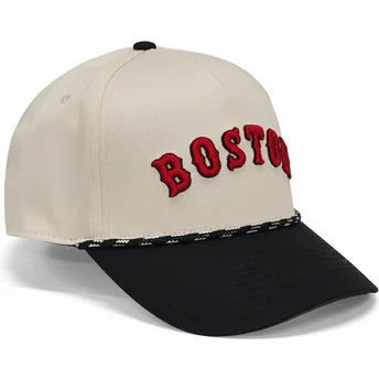 Nike Boston Red Sox MLB Rise Structured beige und schwarze Snapback-Cap mit gebogenem Schirm