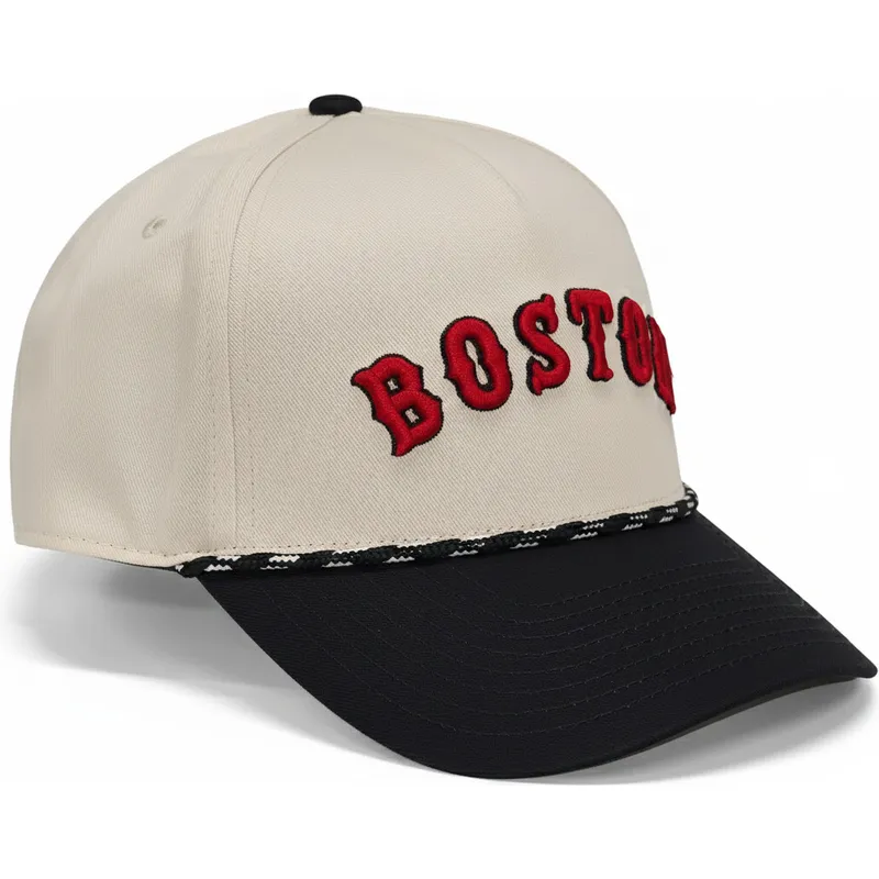 nike-curved-brim-rise-structured-boston-red-sox-mlb-beige-and-black-snapback-cap