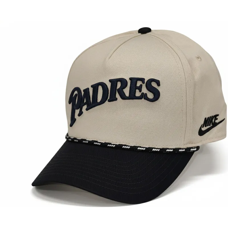 nike-san-diego-padres-mlb-snapback-rise-structured-beige-und-schwarze-gebogene-kappe
