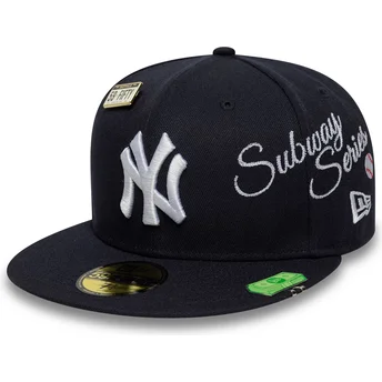 Šiltovky rovná tmavomodrá upravený 59FIFTY Subway Series New York Yankees MLB New Era