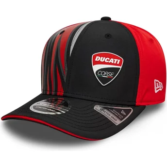 New Era Curved Brim 9SEVENTY Stretch Snap Print Ducati Motor MotoGP Black and Red Snapback Cap