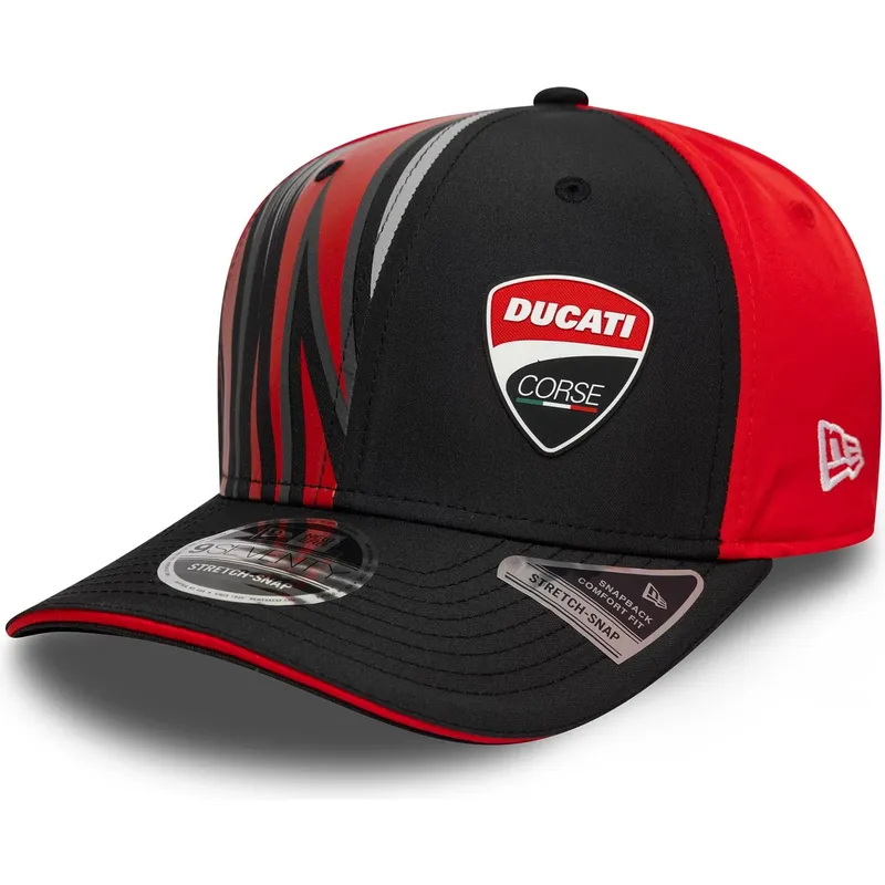 gorra-curva-negra-y-roja-snapback-9seventy-stretch-snap-print-de-ducati-motor-motogp-de-new-era