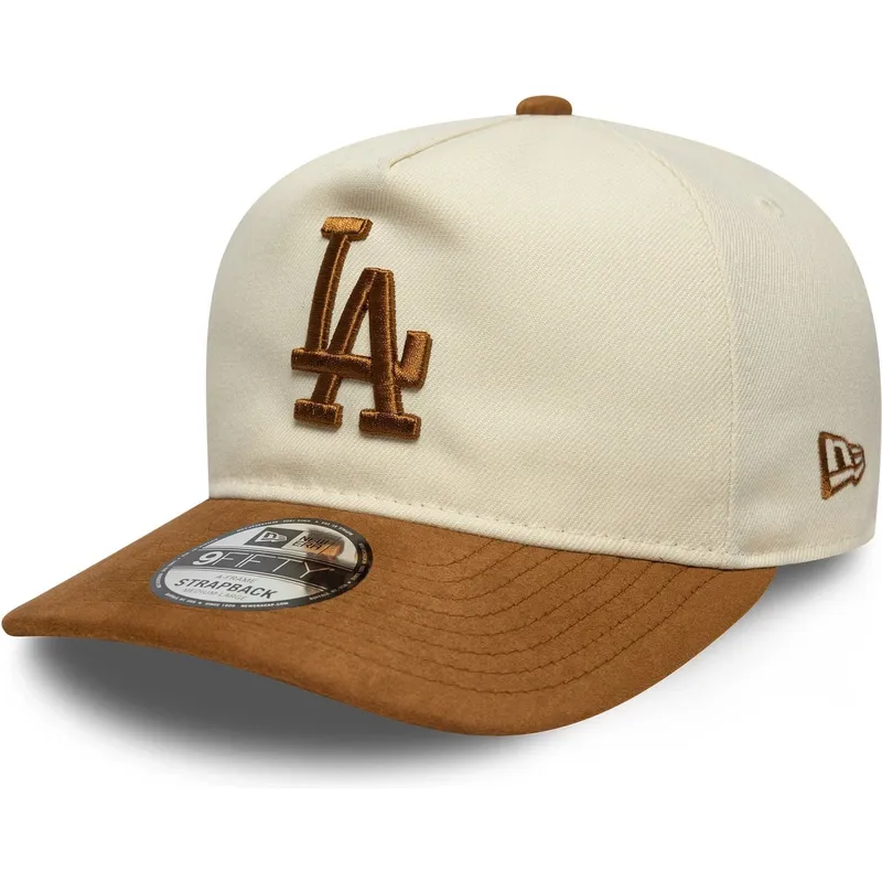 siltovky-zaoblena-hneda-nastavitelny-pasik-9fifty-a-frame-suede-visor-los-angeles-dodgers-mlb-new-era