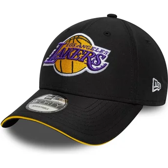 Schwarze verstellbare gebogene Kappe 9FORTY Microfibre der Los Angeles Lakers NBA von New Era