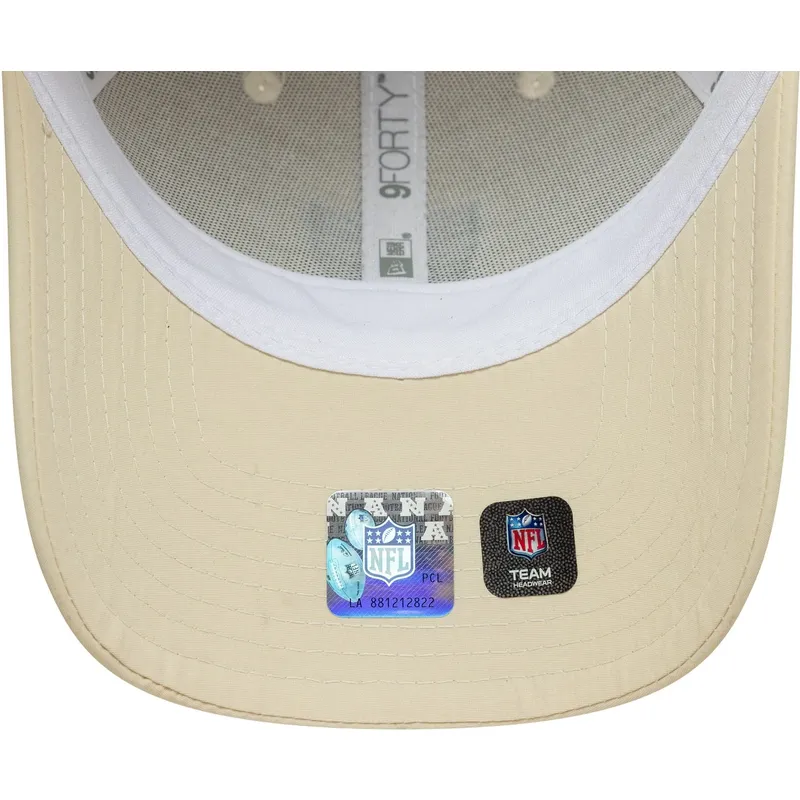 new-era-curved-brim-9forty-recycled-midi-las-vegas-raiders-nfl-beige-adjustable-cap