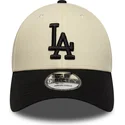 new-era-curved-brim-9forty-colour-block-los-angeles-dodgers-mlb-beige-and-black-adjustable-cap