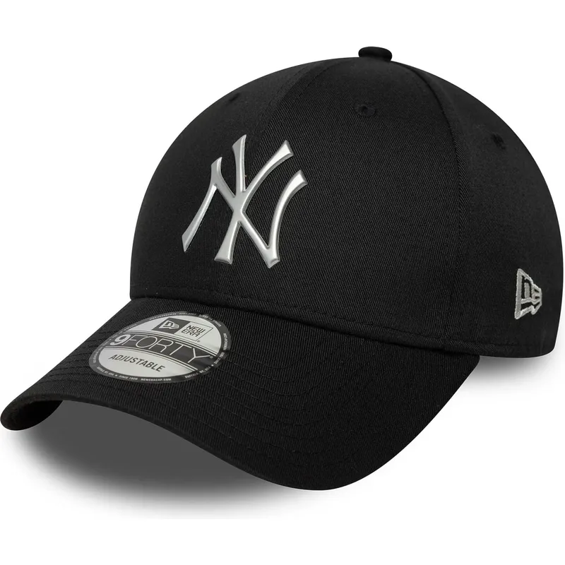 schwarze-gebogene-snapback-kappe-9forty-metallic-der-new-york-yankees-mlb-von-new-era
