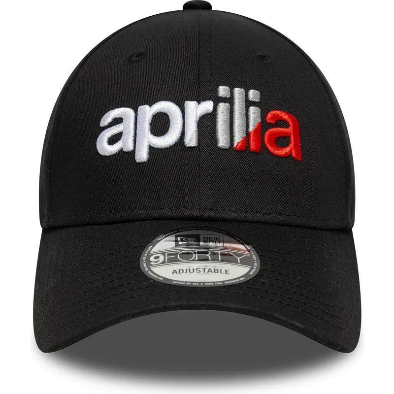 gorra-curva-negra-ajustable-9forty-wordmark-aprilia-piaggio-de-new-era
