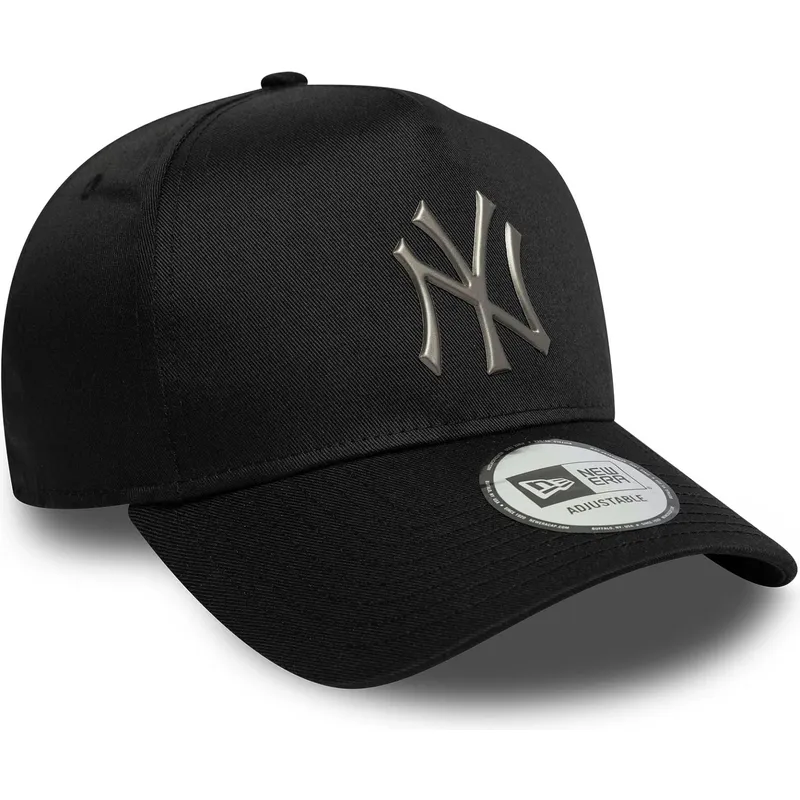 schwarze-gebogene-snapback-kappe-9forty-e-frame-metallic-der-new-york-yankees-mlb-von-new-era