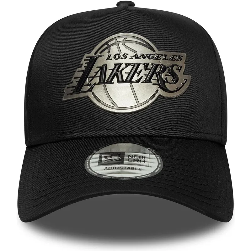 schwarze-gebogene-snapback-kappe-9forty-e-frame-metallic-der-los-angeles-lakers-nba-von-new-era