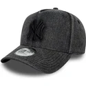 schwarze-gebogene-snapback-kappe-9forty-e-frame-denim-der-new-york-yankees-mlb-von-new-era