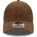 braune-verstellbare-curved-cap-mit-braunem-logo-9forty-m-crown-cord-der-los-angeles-dodgers-mlb-von-new-era
