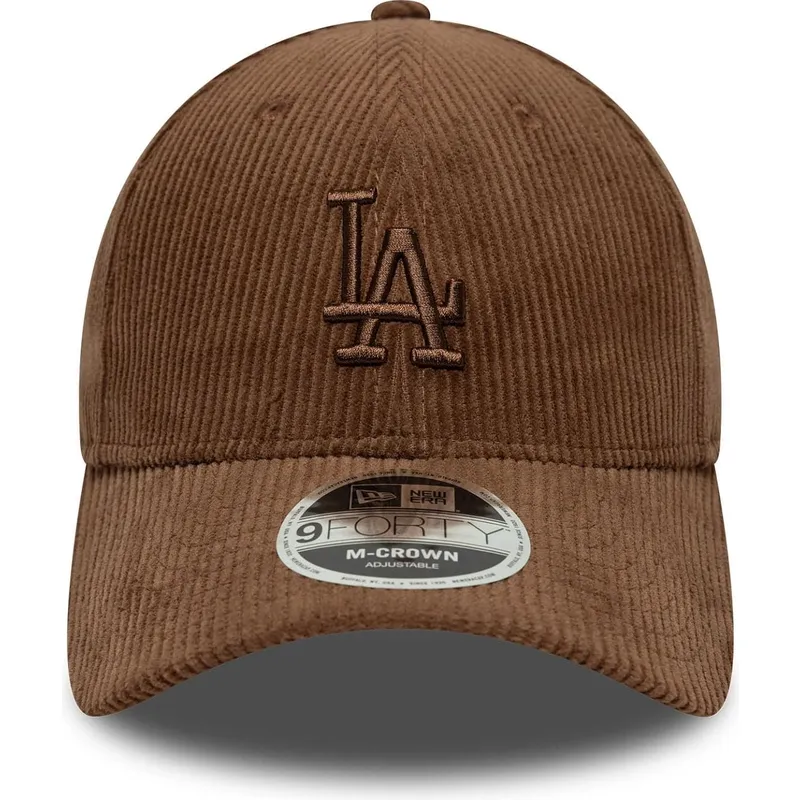 new-era-curved-brim-brown-logo-9forty-m-crown-cord-los-angeles-dodgers-mlb-brown-adjustable-cap
