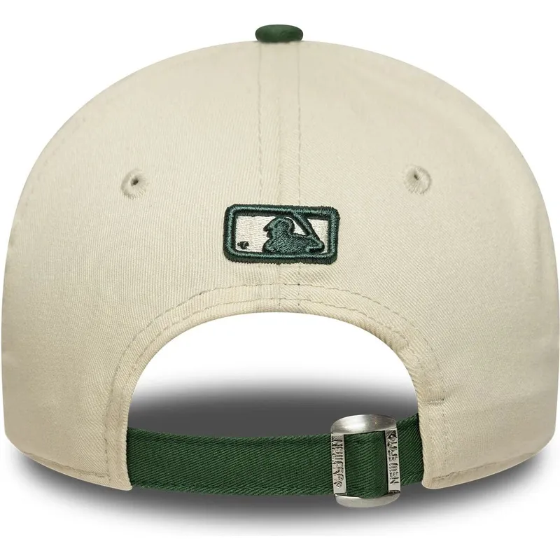 gorra-curva-beige-y-verde-ajustable-9forty-m-crown-wordmark-de-los-angeles-dodgers-mlb-de-new-era