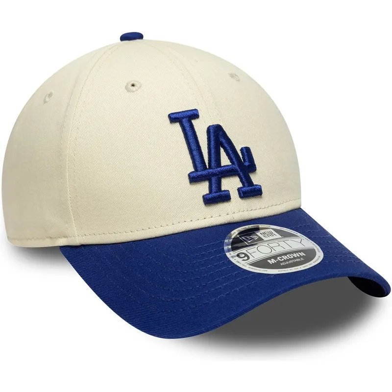 new-era-curved-brim-9forty-m-crown-los-angeles-dodgers-mlb-beige-and-blue-snapback-cap