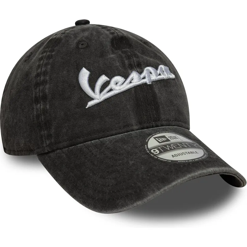 schwarze-verstellbare-curved-cap-9twenty-washed-von-vespa-piaggio-von-new-era