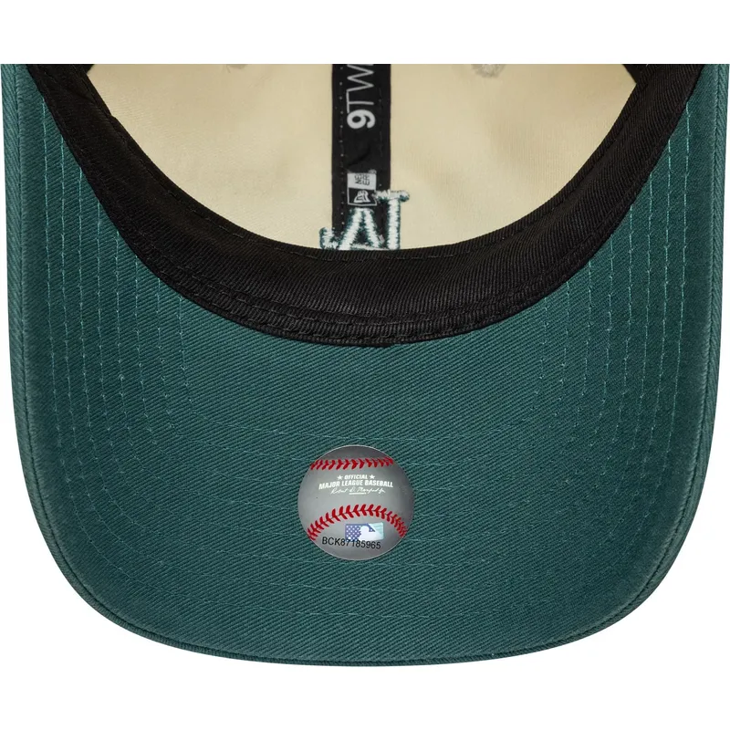 beige-und-grune-verstellbare-curved-cap-9twenty-mini-washed-der-los-angeles-dodgers-mlb-von-new-era