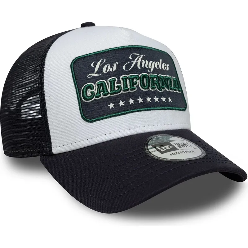 new-era-california-a-frame-location-cities-and-beaches-los-angeles-white-and-navy-blue-trucker-hat