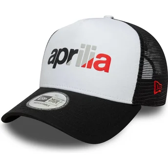 Λευκό και μαύρο trucker καπέλο A Frame Wordmark της Aprilia Piaggio από New Era