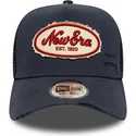 siltovka-zaoblena-tmavomodra-snapback-a-frame-oval-canvas-distress-new-era