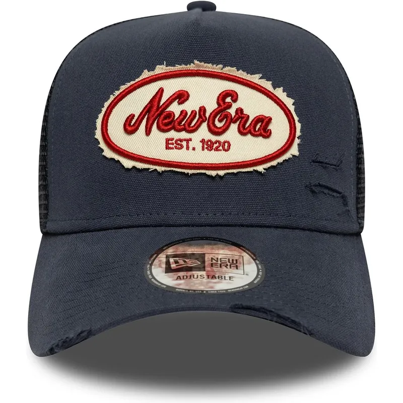 siltovka-zaoblena-tmavomodra-snapback-a-frame-oval-canvas-distress-new-era