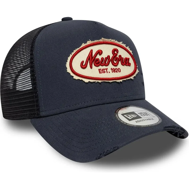 siltovka-zaoblena-tmavomodra-snapback-a-frame-oval-canvas-distress-new-era
