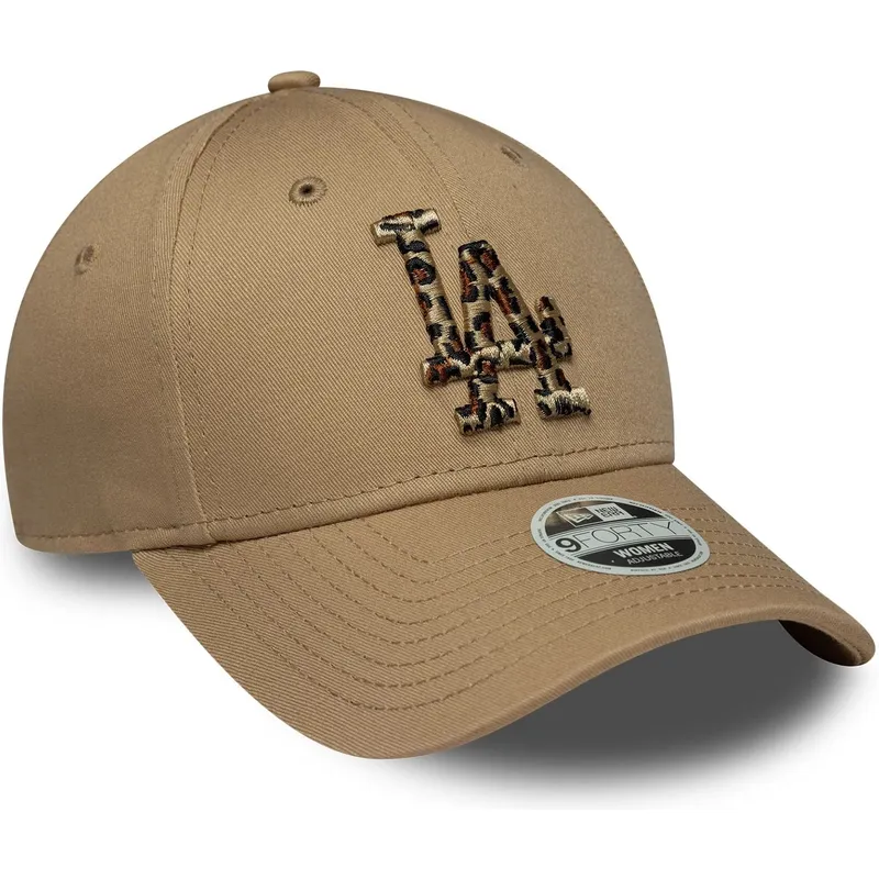 gorra-curva-marron-ajustable-con-logo-leopardo-para-mujer-9forty-animal-infill-de-los-angeles-dodgers-mlb-de-new-era