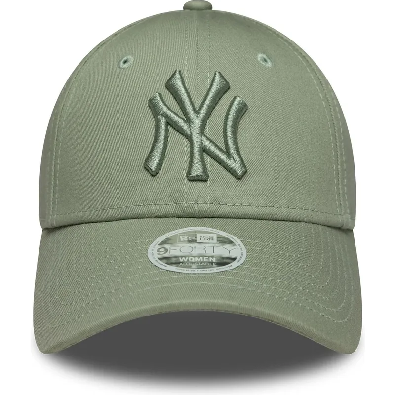 grune-hellgrune-verstellbare-curved-cap-mit-grunem-logo-fur-damen-9forty-league-essential-der-new-york-yankees-mlb-von-new-era