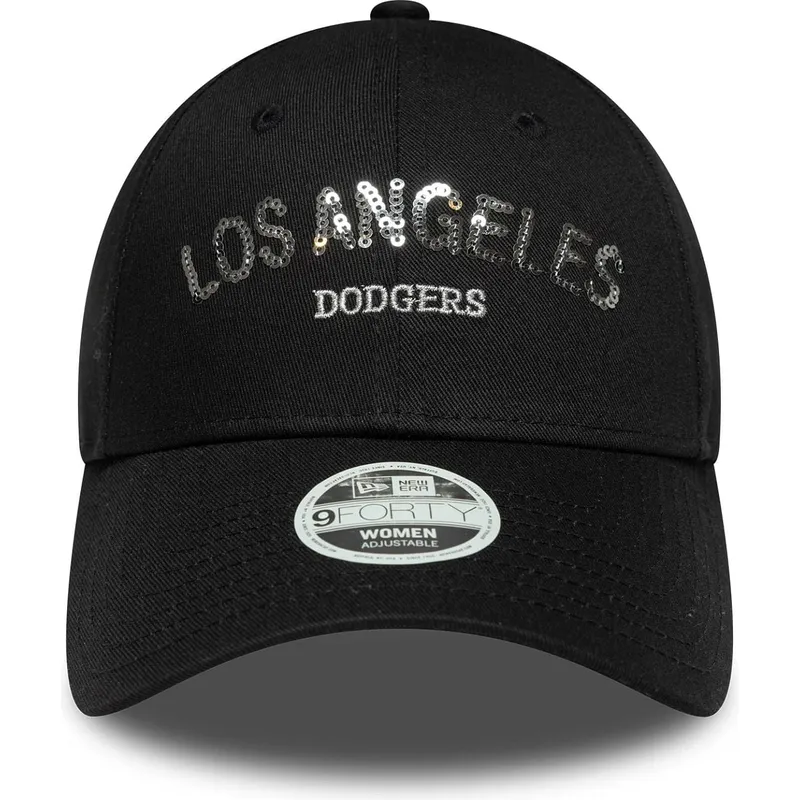 cap-zaoblena-black-adjustable-strap-9forty-sequin-wordmark-los-angeles-dodgers-mlb-new-era