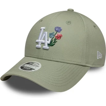 Gorra curva verde claro ajustable para mujer 9FORTY Floral Icon de Los Angeles Dodgers MLB de New Era