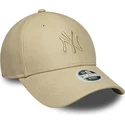new-era-curved-brim-women-9forty-pu-new-york-yankees-mlb-beige-adjustable-cap-with-beige-logo
