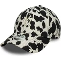 schwarze-und-weisse-verstellbare-curved-cap-fur-damen-9forty-cow-midi-der-new-york-yankees-mlb-von-new-era
