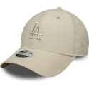 new-era-curved-brim-women-9forty-m-crown-pastel-cord-los-angeles-dodgers-mlb-beige-adjustable-cap-with-beige-logo