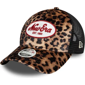 New Era Women 9FORTY A Frame M-Crown Leopard Trucker Hat