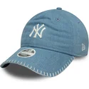 new-era-curved-brim-women-9twenty-denim-stitch-new-york-yankees-mlb-blue-adjustable-cap