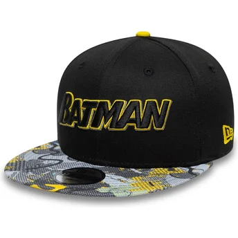 Šiltovka rovná čierna snapback pre deti 9FIFTY Batman DC Comics New Era