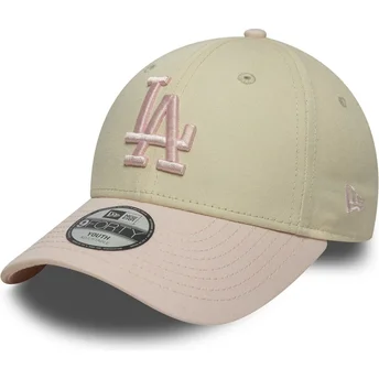 Gorra curva beige y rosa ajustable para niño 9FORTY League Essential de Los Angeles Dodgers MLB de New Era
