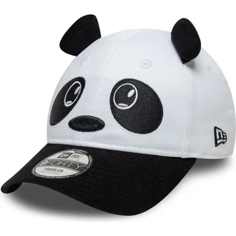 Gorra curva blanca y negra ajustable para niño pequeño 9FORTY Cord Ears de New Era