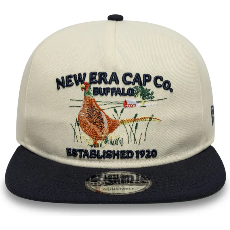 new-era-flat-brim-19twenty-outdoor-graphic-beige-and-navy-blue-adjustable-cap