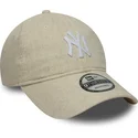 new-era-curved-brim-9twenty-linen-new-york-yankees-mlb-beige-adjustable-cap