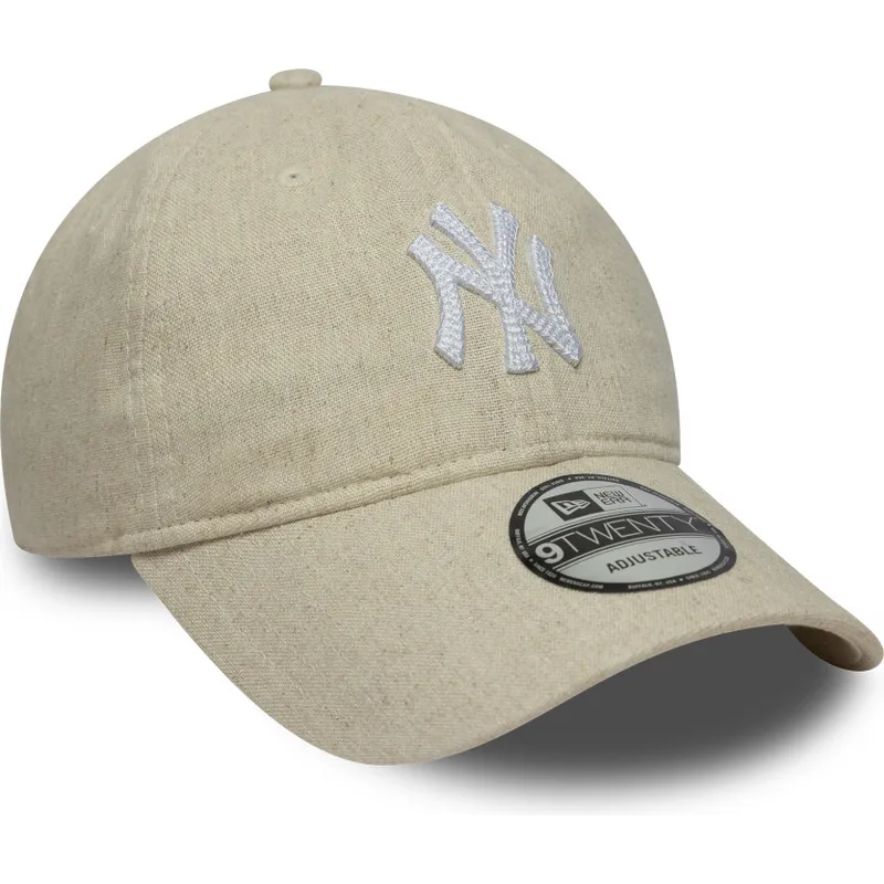 cap-zaoblena-beige-adjustable-strap-9twenty-linen-new-york-yankees-mlb-new-era