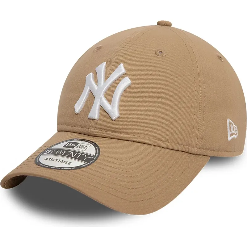 cap-zaoblena-brown-adjustable-strap-claro-9twenty-league-essential-new-york-yankees-mlb-new-era