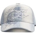 blaue-verstellbare-curved-cap-crawling-dragon-washed-denim-von-ed-hardy